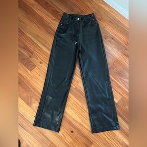 Faux leather wide leg pants